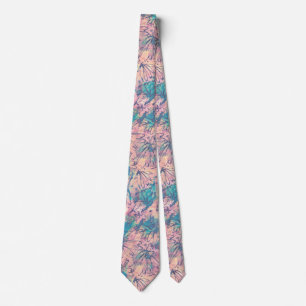 Abstract Colourful Watercolor Floral Pattern Tie