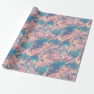 Abstract Colourful Watercolor Floral Pattern Wrapping Paper