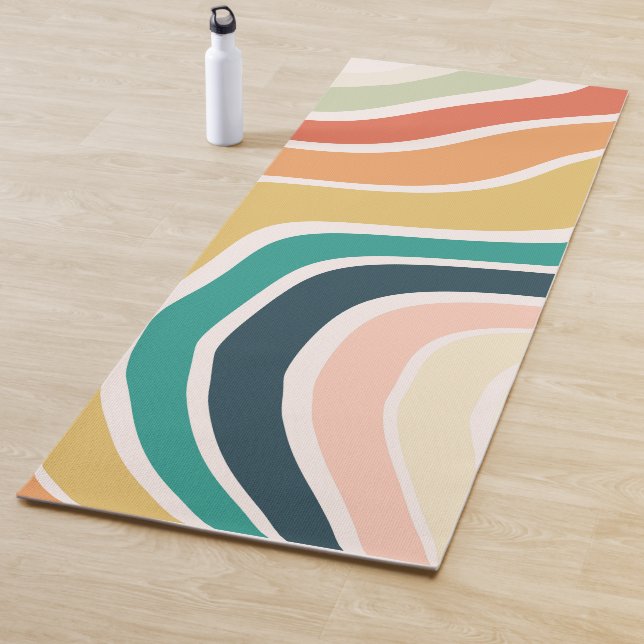 Abstract Colourful Wavy Pattern Yoga Mat (In Situ)