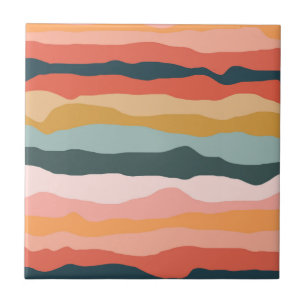 Abstract Colourful Wavy Stripe Modern Elegant Tile