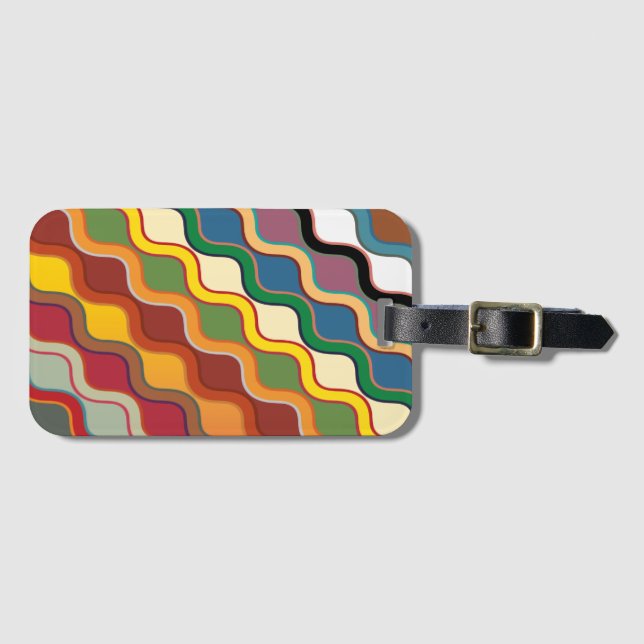 Abstract Colourful wavy Stripes Luggage Tag (Front Horizontal)