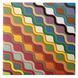 Abstract Colourful wavy Stripes Tile