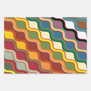 Abstract Colourful wavy Stripes Wrapping Paper Sheet