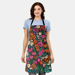 Abstract Colourful Wildflowers Monarch Apron