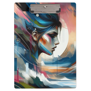 Abstract colourful woman's face wall decor poster clipboard