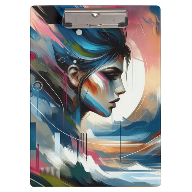 Abstract colourful woman's face wall decor poster clipboard (Front)