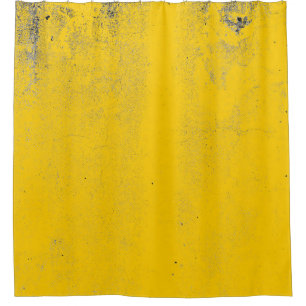 Abstract colourful yellow cement wall texture and shower curtain
