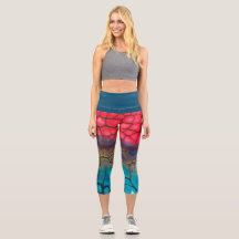 Abstract Colourful Yoga/Exercise High Waisted