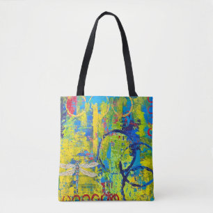 Abstract Colours and Dragonfly Tote Bag