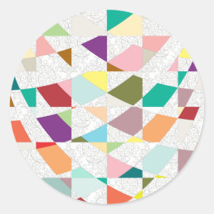 Abstract Colours Damask Classic Round Sticker