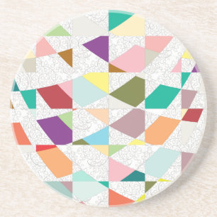 Abstract Colours Damask Coaster