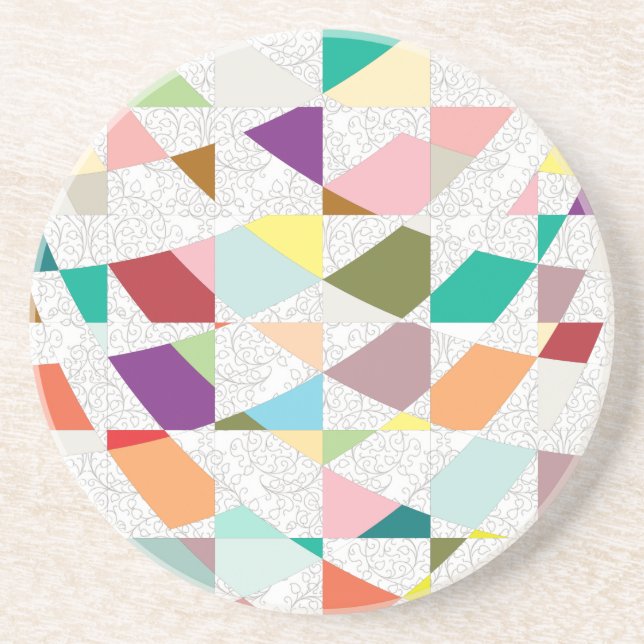 Abstract Colours Damask Coaster (Front)