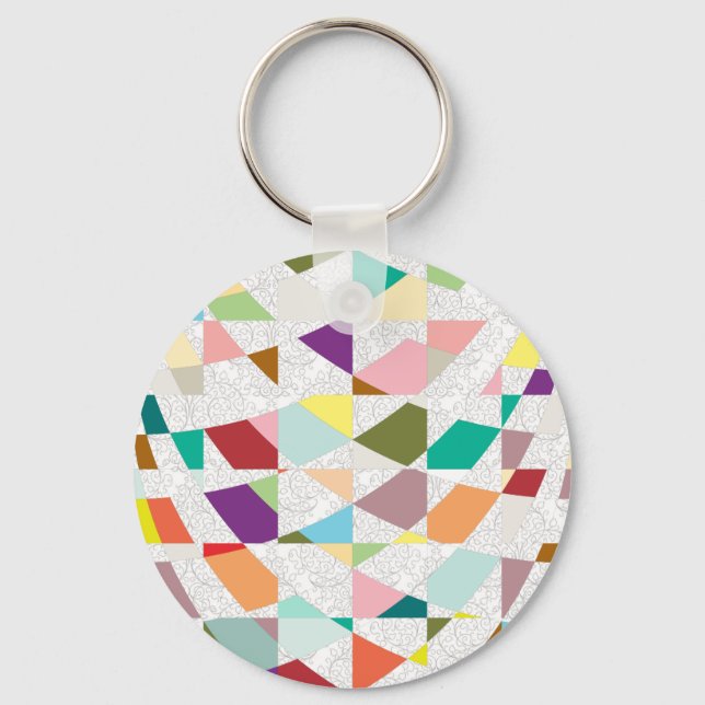Abstract Colours Damask Key Ring (Front)