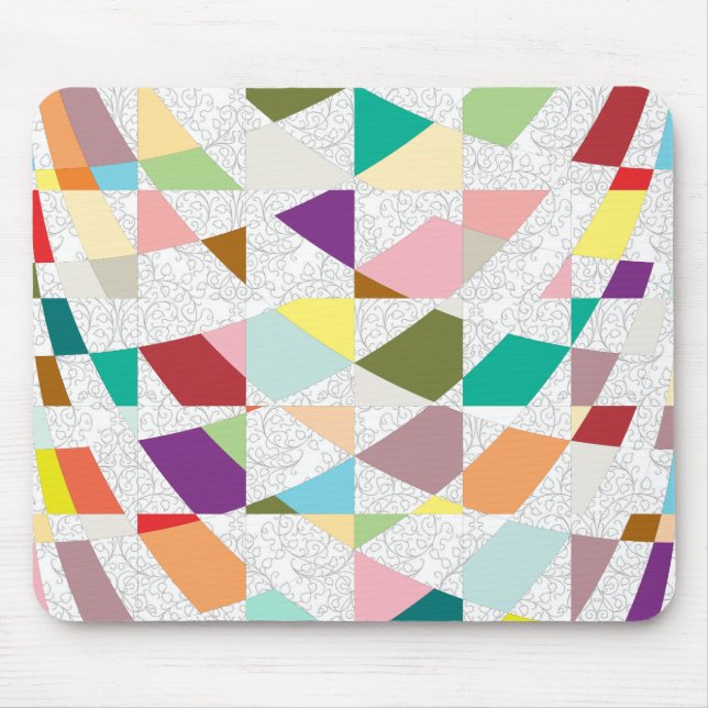Abstract Colours Damask Mouse Mat (Front)
