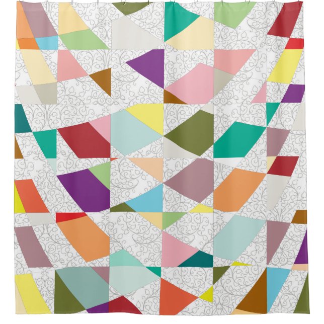 Abstract Colours Damask Shower Curtain (Front)