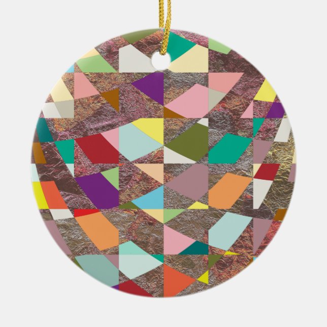 Abstract Colours Glitter Ceramic Tree Decoration (Front)