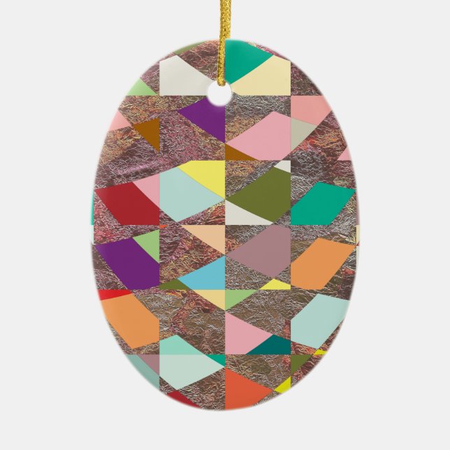 Abstract Colours Glitter Ceramic Tree Decoration (Front)