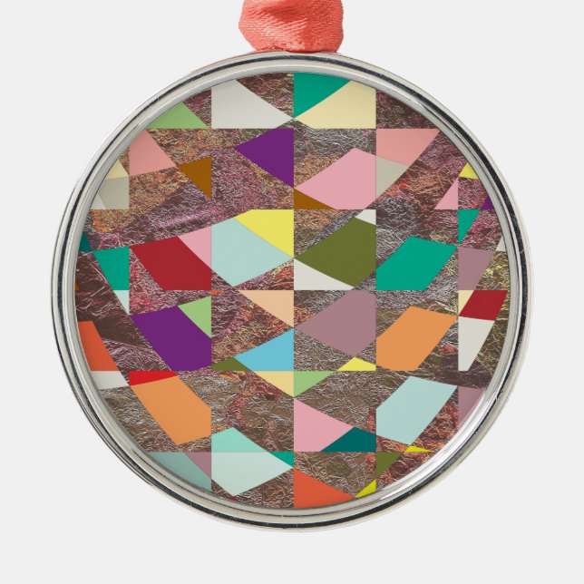 Abstract Colours Glitter Metal Tree Decoration (Front)