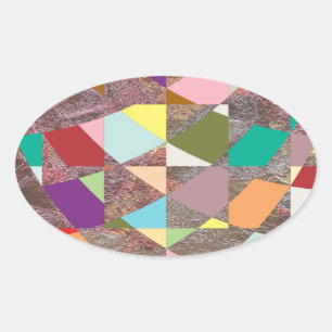 Abstract Colours Glitter Oval Sticker