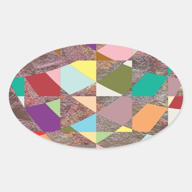 Abstract Colours Glitter Oval Sticker (Front)