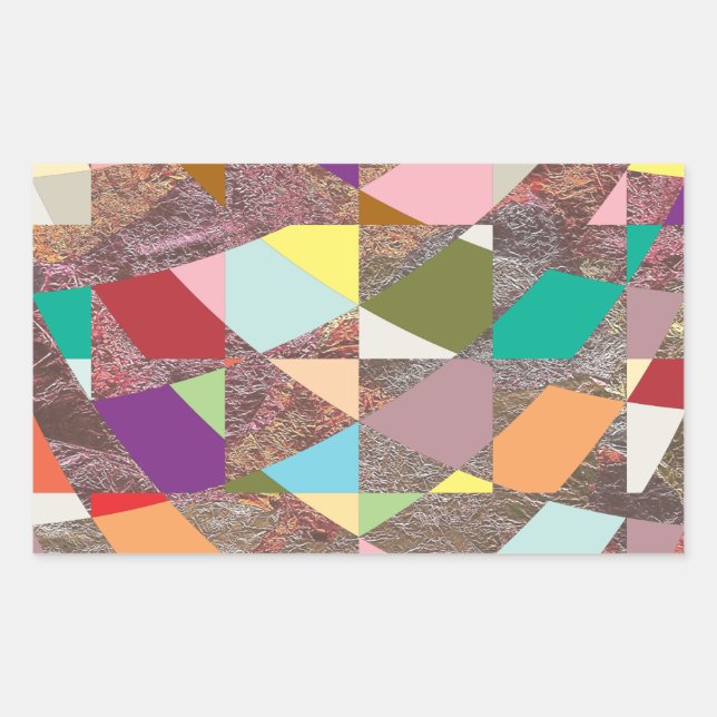 Abstract Colours Glitter Rectangular Sticker (Front)