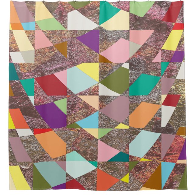 Abstract Colours Glitter Shower Curtain (Front)