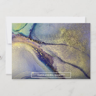 Abstract Colours & Gold Alcohol Ink Liquid Art Thank You Card
