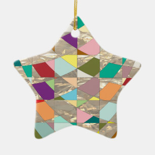 Abstract Colours Gold Ceramic Tree Decoration