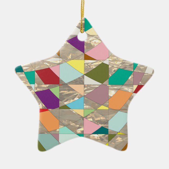 Abstract Colours Gold Ceramic Tree Decoration (Front)