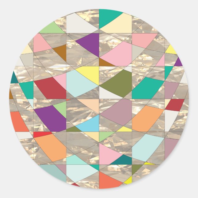 Abstract Colours Gold Classic Round Sticker (Front)