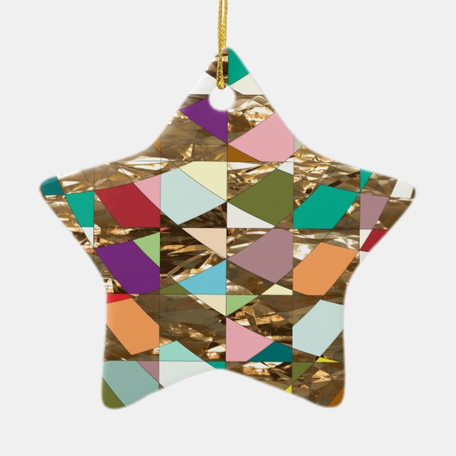 Abstract Colours Gold Foil Ceramic Tree Decoration (Front)