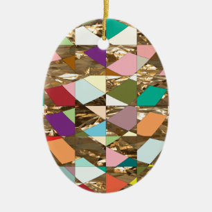 Abstract Colours Gold Foil Ceramic Tree Decoration