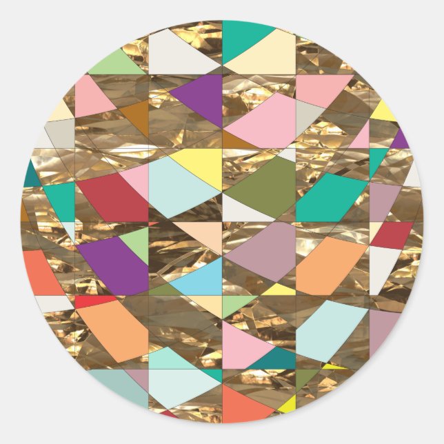 Abstract Colours Gold Foil Classic Round Sticker (Front)