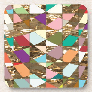 Abstract Colours Gold Foil Coaster