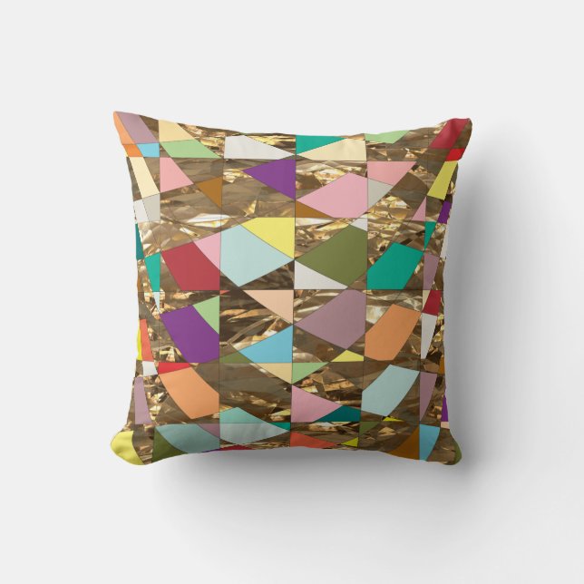 Abstract Colours Gold Foil Cushion (Front)