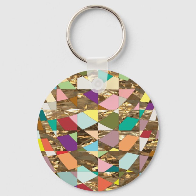 Abstract Colours Gold Foil Key Ring (Front)