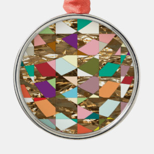 Abstract Colours Gold Foil Metal Tree Decoration