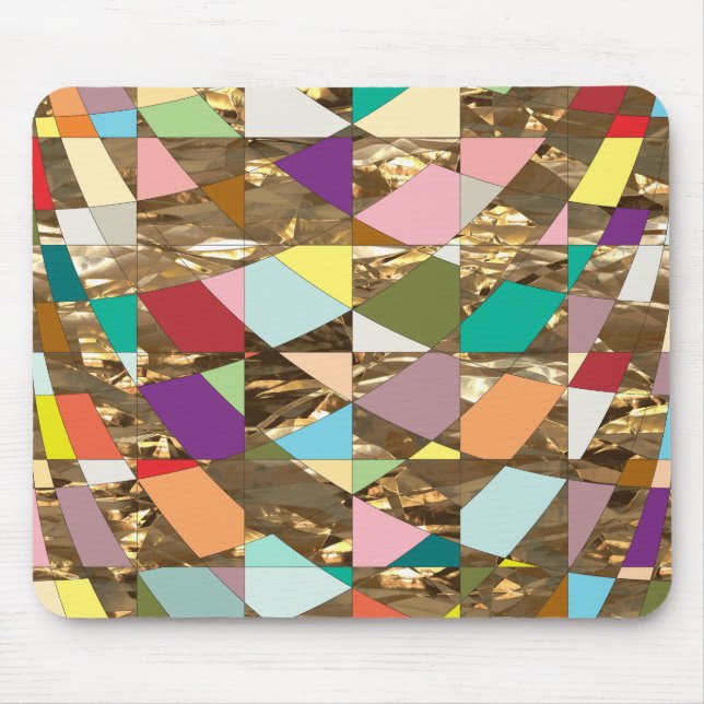 Abstract Colours Gold Foil Mouse Mat (Front)