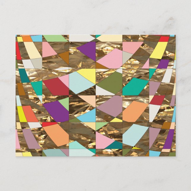Abstract Colours Gold Foil Postcard (Front)