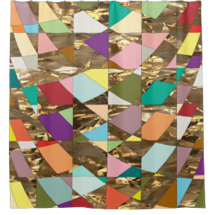 Abstract Colours Gold Foil Shower Curtain
