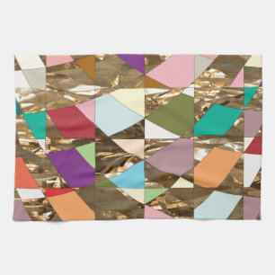 Abstract Colours Gold Foil Tea Towel