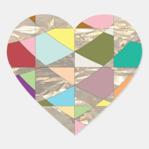 Abstract Colours Gold Heart Sticker
