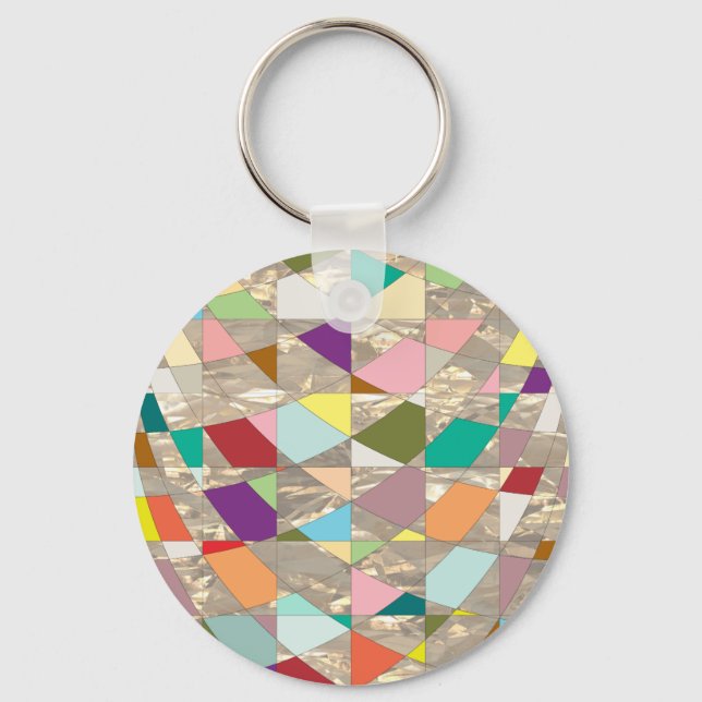 Abstract Colours Gold Key Ring (Front)