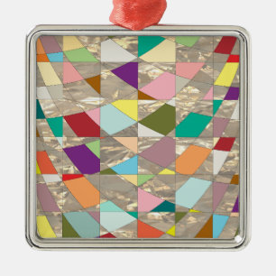 Abstract Colours Gold Metal Tree Decoration