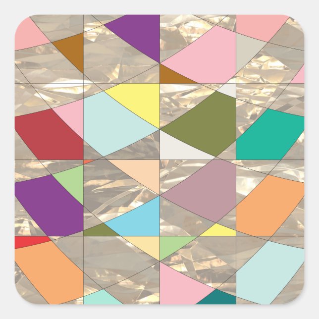 Abstract Colours Gold Square Sticker (Front)