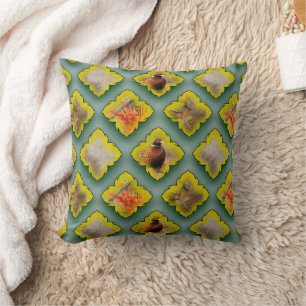 Abstract colours, pheasant, art cushion