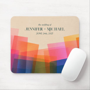 Abstract colours pink purple navy Wedding Mouse Mat