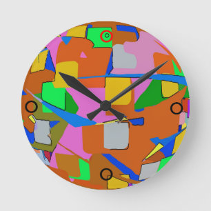 Abstract Colours Round Clock