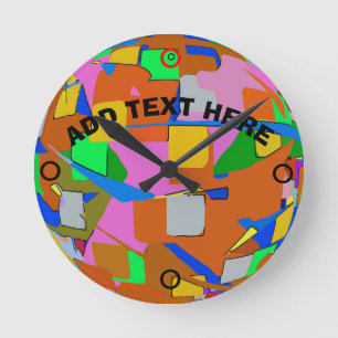 Abstract Colours Round Clock
