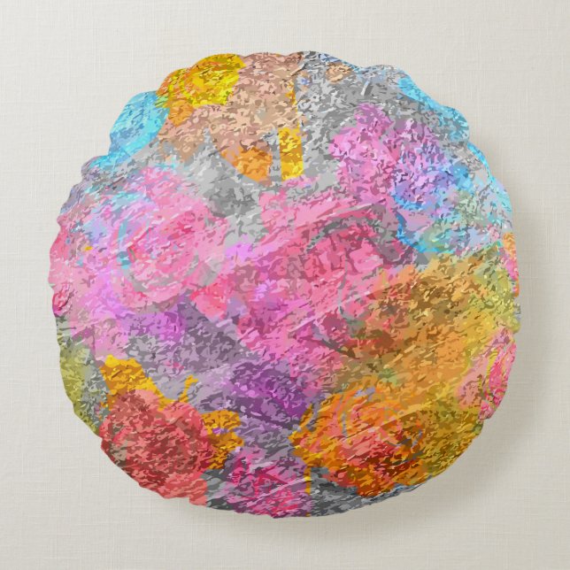 Abstract Colours Round Cushion (Front)